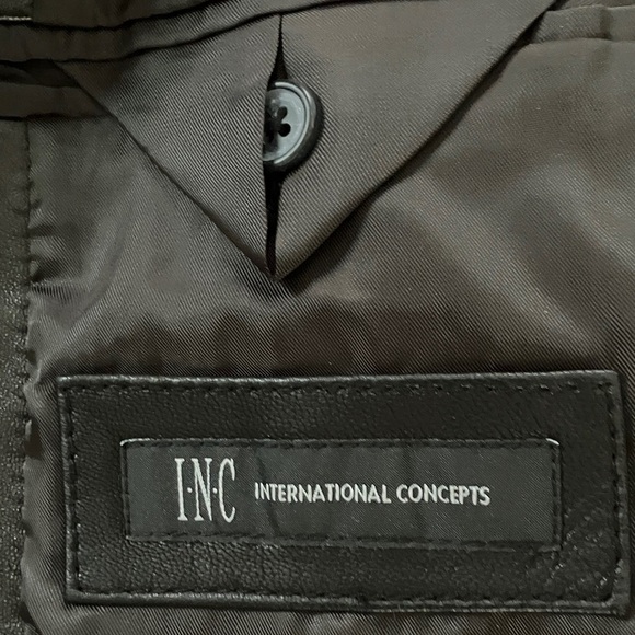 INC International Concepts Black Leather Blazer men’s size large - Picture 2 of 15